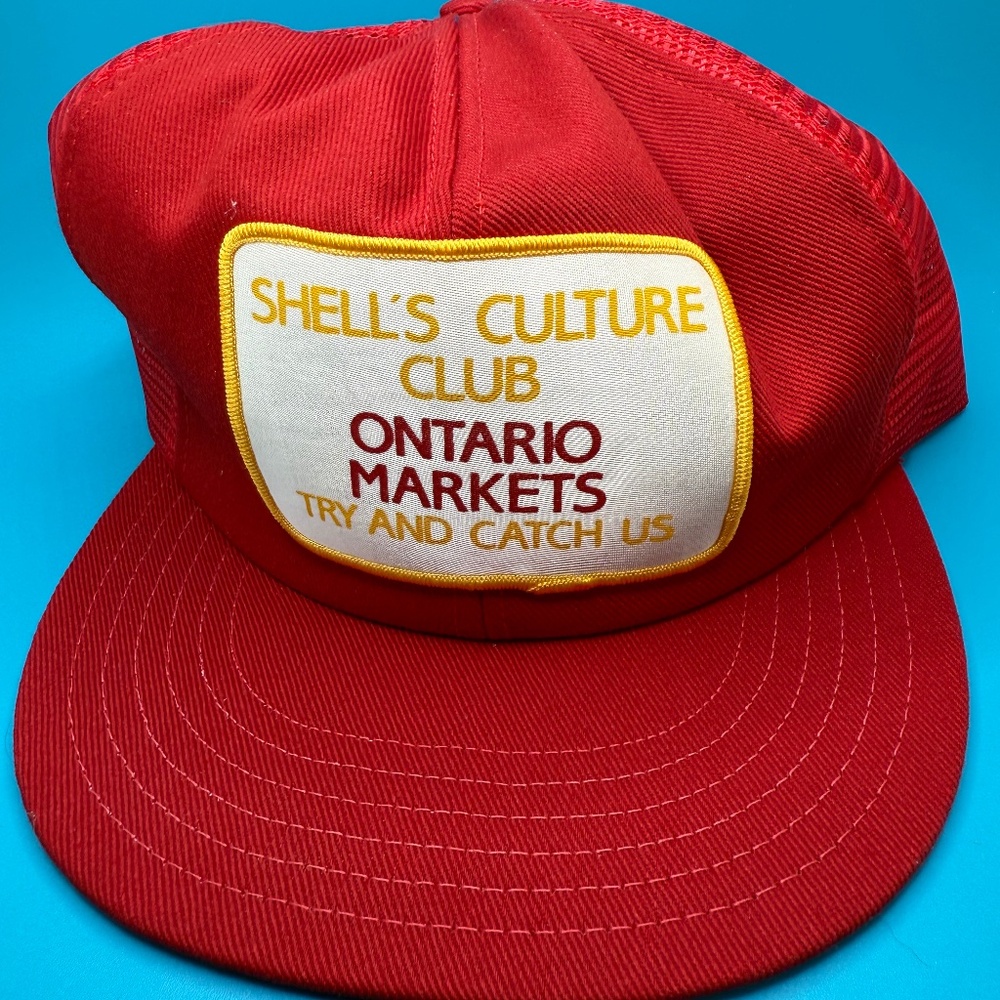Vintage Shell Oil and Gas Hat - Canada Made - Red Trucker Cap